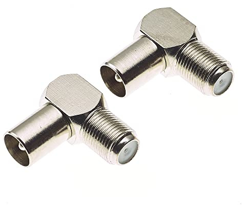 Connecteur de câble coaxial à angle droit, lot de 2 - Fiche à 90 degrés de type F 75 Ohm, adaptateur RF en forme de L pour téléviseur monté, DVD, récepteur satellite, connecteur de câble de type F