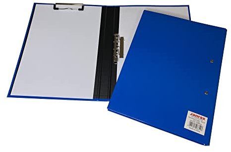 Janrax Blau A4 Klemmbrett Dokumentenklemme Aktenordner - aufklappbare laminierte Platte mit Metallclip und Klemme