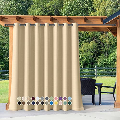 Outdoor Vorhang Wetterfest, 1 Stück Benutzerdefinierte Größe Outdoor Vorhang 24 Farben Wasserdicht Wetterfest Blickdicht mit Ösen, Sichtschutz Sonnenschutz Outdoor Gardine für Veranda, Pergola, Laube