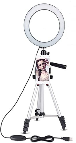 HKMA Anillo de luz de 8'' con Soporte para trípode, Anillo de luz LED para Selfies con Soporte y Soporte para teléfono