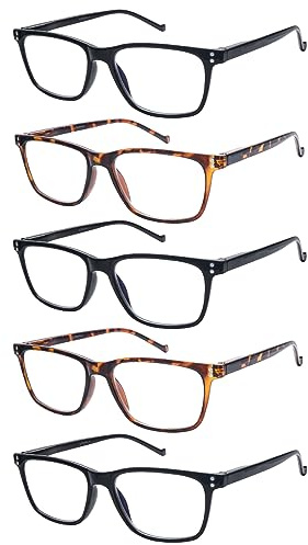 ZONLON 5 Pack Stylish Reading Glasses for Men Women Blue Light Blocking Lightweight Computer Readers with Spring Hinges (5 multicolor, 2.00, multiplier_x)