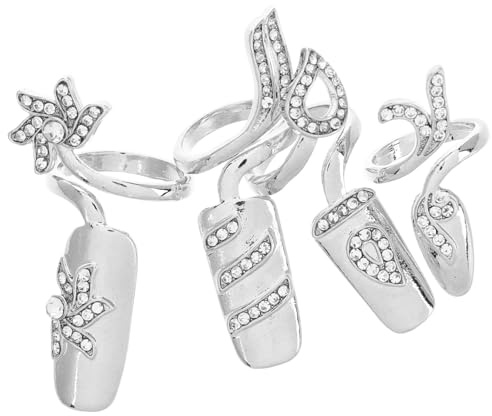 FOMIYES 1 pieza de cubierta de anillo de uñas para mujeres con para uñas de los dedos anillos brillantes anillos de garra punta de tirita anillo de la manija parche set de