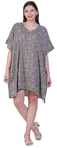 Elu Vestidos caftán para mujer, vestido afgano Moomoo/Mumu, estilo bohemio, caftán, playa, maxi, Leopard Animal 12, Talla única