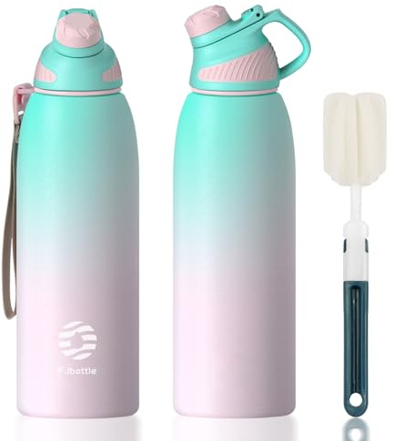 Fjbottle Bouteille d'eau en acier inoxydable de 600 ml/800 ml/1 L/1,5 L avec couvercle magnétique, isotherme sans BPA, bouteille d'eau sous vide pour boissons chaudes et froides, anti-fuite, pour la
