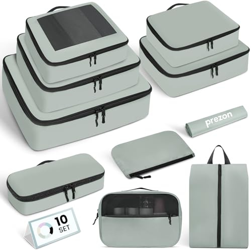 Prezon 10 set packkuber bagage packningsorganiserare för resetillbehör-grön