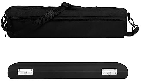 Jolsaawie 1 Set Hochwertiges Schwarzes 16-Loch-Flötenbox-Set Aus Leder, Praktische Koffertasche, Flötentasche