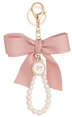 BIRLOZA 1 pcs SchlüSselanhäNger Band SchlüSselband Cute Bow SchlüSselanhäNger Frauen SchlüSsel AnhäNger MäDchen Perle SchlüSselanhäNger Auto SchlüSselanhäNger ZubehöR Geschenk FüR Frauen