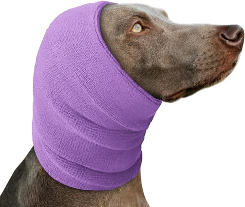 Voarge Haustier-Bandana,Hund Ohrenschützer für Hunde Gehörschutz,für Hunde-Angst, Fellpflege, Ohrenschützer, Hundeohrschutz, Beruhigend (Lila, L)
