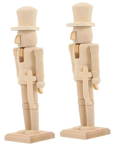 MOLUCKFU 2pezzi Due Di Ornamento Legno Per Natale Figurine Di Soldato Nutcracker Non Verniciate Per Decorazioni Fai Te Per Decorare Casa Ristoranti e Stile Unico e Carino Per Festeggiamenti