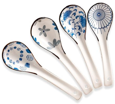 Cucharas de sopa chinas, cucharas de sopa asiáticas de cerámica, Cucharas de sopa chinas, cucharas chinas europeas, cucharas de sopa chinas, 4 cucharas de cerámica for ramen, cucharas de cerámica de e