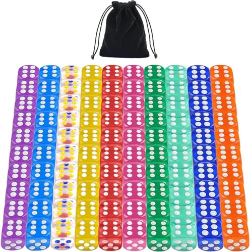 QUTHZZHY Würfel 100 Stücke, Bunte Würfel Set, 16mm Farbwürfel 6 Seitige