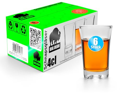 BigDean 6 Schnapsgläser 4cl Shotgläser in Gastro-Qualität & Geschenkbox