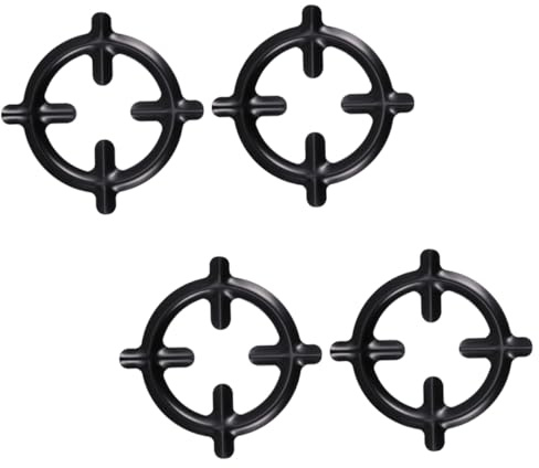 Lurrose 4 Pièces Supports pour Casseroles en Fer Noir pour Plaques de Cuisson à Gaz, Finition Soignée sans Bavures, Accessoires Solide pour Cuisinière et Batterie Cuisine