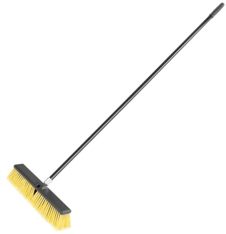 Jantex Heavy Duty Steel Broom & Handle Set HX382, Black, 18 Inches | Clears large debris and dry messes efficiently in busy commercial kitchen and hospitality environments.