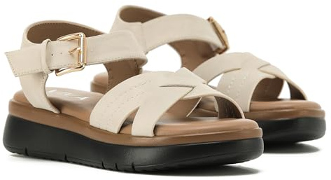 VIVASHOES Women's Lightweight Adjustable Buckle Sandals – Flatform Small wedge Sandal - Soft Comfort Memory Foam Innersoles - True to Size Good for Wide Fit - Comfortable Summer Shoes