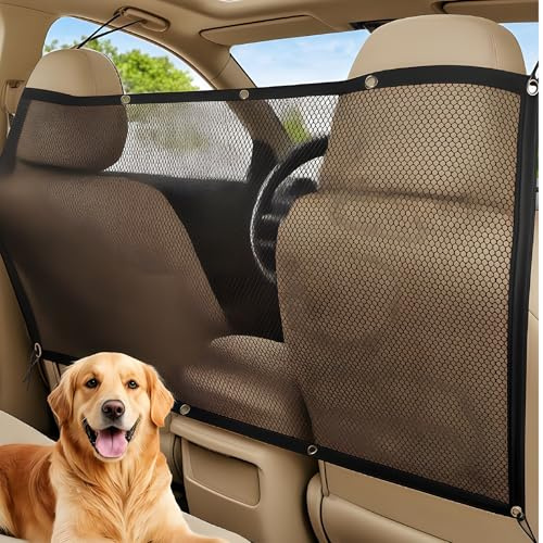 YREYBN Car Dog Guard, Backseat Mesh Dog Car Divider Net, With Adjusting Rope and Hook, Universal Black Pet Divider, Suitable for SUV Pickup and Small Car
