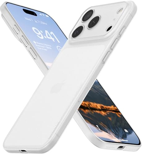 memumi Skal för iPhone 17 Pro, Tjocklek 0,3 mm, Slim Fit, Matt yta [Stötbeständigt, Halkskydd, Anti-rep] Skyddskåpa Extra Tunn för iPhone 17 Pro - Trans-vit