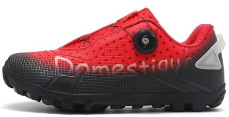 Mateju Scarpe Ciclismo MTB SPD, Scarpe da Mountain Bike Uomo Donna,Traspiranti Antiscivolo MTB Sneakers Compatibili Pedali SPD 2-Bolts Pedals Sneakers-DC5 (Rosso,44)