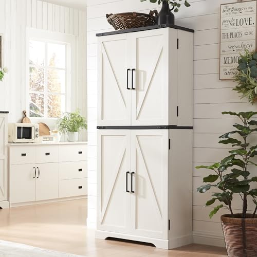 AetherWood Küchenschrank Küchenschränke Vorratsschrank Speisekammer Küche Hochschrank Geschirrschrank Allzweckschrank Mehrzweckschrank mit Schubladen und Arbeitsplatte –183 cm Weiß