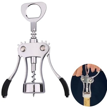 Lumi Zenva Tire-bouchon de vin de qualité supérieure en alliage de zinc Tire-bouchon papillon avec ouvre-bouchon multifonction pour bouchons et capsules - Argent - Modèle robuste pour cuisine et bar