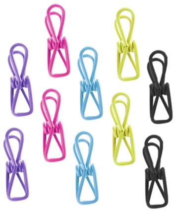 Hohopeti Pinces à Vêtements Anti-Vent en Métal Robustes, Lot de 10, Clips Multifonctions Colorés, Résistants Au Vent, pour Fixation De Linge Et Utilisation Domestique