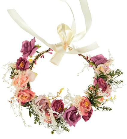 Corona Fascia di Fiori per Decorazione Capelli, Natalizi Coroncine per Capelli di Floreale, Copricapo Donna Sposa, per Feste, Festival, Costumi, Cosplay, Matrimoni