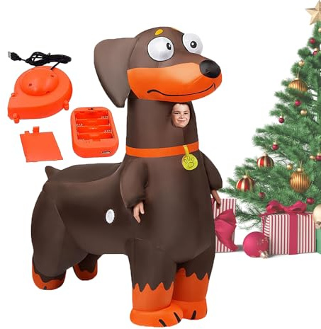 Combinaison gonflable, adorable animal de compagnie saucisse, combinaison festive de Noël, couverture complète du corps, système de ventilateur intégré léger, accessoire de photomaton, Halloween