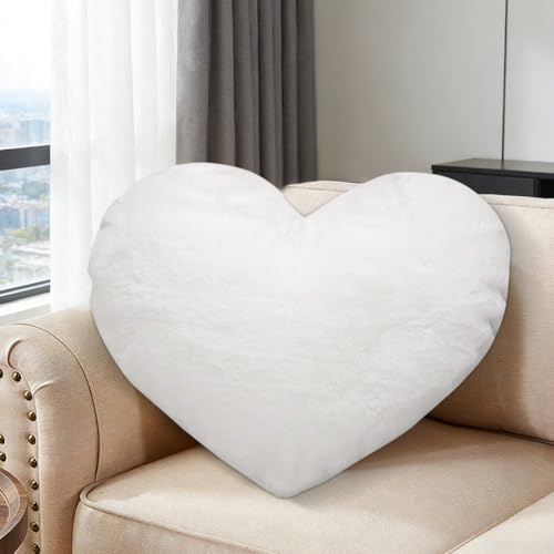 RANJIMA Herzkissen, Kuschelkissen aus Plüsch 36x46 cm, Dekoratives Kissen in Herzform, Romantisches Geschenk zum Geburtstag, Weiches Dekokissen Zierkissen für Wohnzimmer Sofa Schlafzimmer Bett