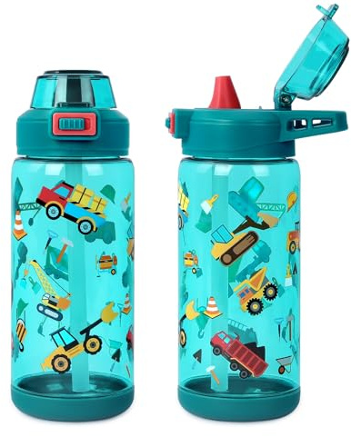 Trinkflasche Kinder 600ml Auslaufsicher Strohhalm Tragegriff Wasserflasche | Wasserflasche Kinder mit Strohhalm Tragegriff Kindertrinkflasche BPA-frei Mädchen Jungen Sport Trinkflasche Schule Outdoor