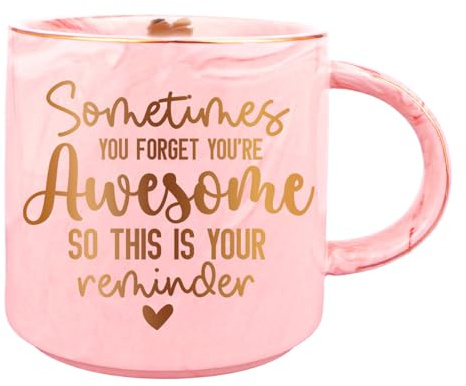 JEKUGOT Personalised Mugs for Women, Thank You Gift for Women Best Friend Sister Wife, 12oz Pink Marble Ceramic Coffee Mug, Funny Mugs Birthday Gifts for Womens, Valentine's Day, Inspirational Gifts