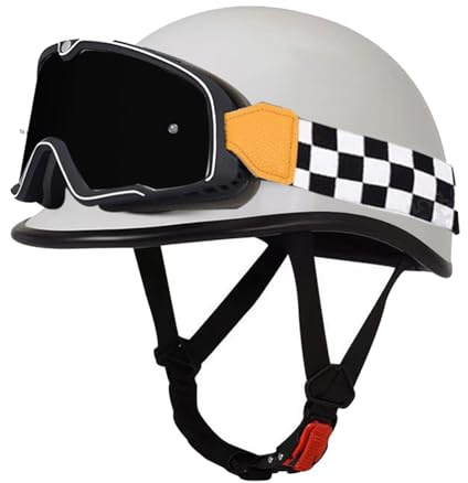 Casco Mezzo Retrò Moto Caschi Jet E Demi-Jet Moto Portatile Omologato ECEDOT Caschi Cromwell Robusto Con Occhiali Aperto Casco Scooter Per Adulti Uomini Donne Elmetto Scodella G,S:55-56CM
