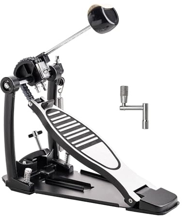 AQJUNONG Bass Drum Pedal, Double Chain Drive, Kick Drum Pedal with Adjustable Beater and Drum Key (AQ-BDP-HT)