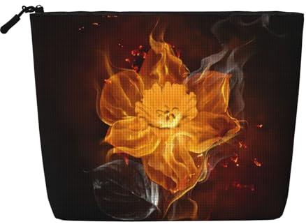 Borsa cosmetica a strato singolo con motivo a fiori di fiamma, borsa da toeletta da viaggio, adatta per viaggi di lavoro e uso quotidiano., Fiore Fiamma, taglia unica