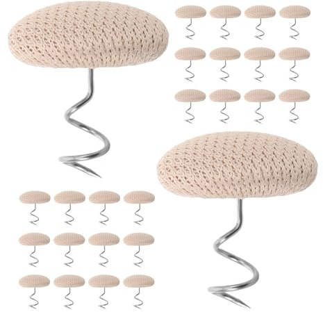 Stoffhaltenadeln 30 Stück Edelstahl Spirale für Schonbezüge und Polster | Rutschhemmende Fixierung, Einfache Montage, Wiederverwendbar, Beige, für Sofa und Schlafzimmer