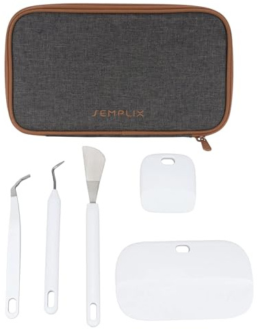 SEMPLIX Aufbewahrungstasche mit Plotterzubehör – Set inkl. Entgitterungsstift, Pinzette, Spachtel & Rakel – Ordnungssystem für Plotterarbeiten – Anthrazit/Braun – für Hobby & Profis