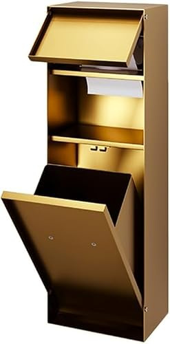 Infälld badrumsförvaring med toalettpappershållare och borstskåp för offentliga toaletter guld 62 x 20 cm