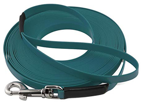 LENNIE Leichte BioThane Schleppleine, 9mm, Hunde 5-15kg, 5m lang, mit Handschlaufe, Petrol/Teal, genäht