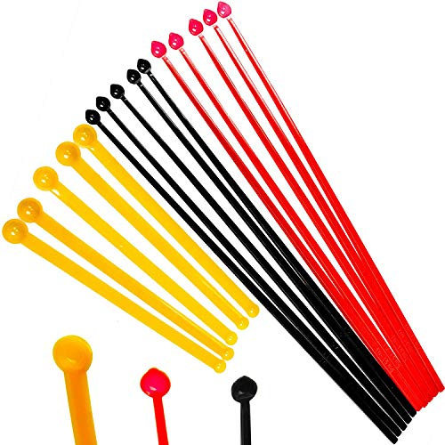 Superdosing MICRO SCOOP Löffel | 3er SET je 5 Stück DOSIERLÖFFEL für Pulver | GELB 15 mg + 30 mg | ROT 10mg | SCHWARZ 6mg | unstatische Messlöffel für einfache Messung von Nahrungsergänzungsmittel