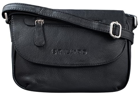 STILORD Tamara Kleine Handtasche Damen Leder Schwarz Umhängetasche Vintage für Frauen zum Ausgehen Abendtasche Partytasche Elegante Echtleder Tasche