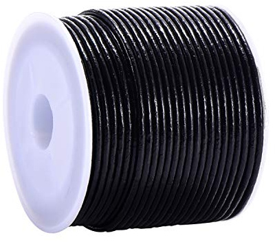 DonDon Cinta de cuero negro - DIY Rollo de 25 metro 1,5 mm de ancho