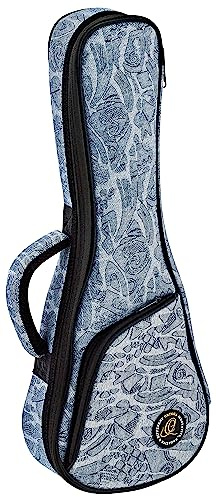 Ortega Guitars Jean Sopran-Ukulele-Tasche - Baumwolle / Leinen, Blau | für Sopran-Ukulele, Höhe 55cm Breite 19cm, mit Schultergurten, OUB-SO-BLJ