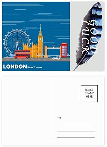 London Eye Doppeldeckerbusse Graffiti-Feder, Postkarten-Set, Dankeskarte, 20 Stück