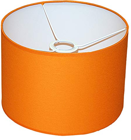 Pantalla 260 x 180 mm Diámetro x Altura | Rodillo | Algodón Naranja | Soporte de portalámparas E27 (grande) | Para lámparas de mesa, lámparas de pie y colgantes, Individuales | Pantalla 26 x 18 cm |