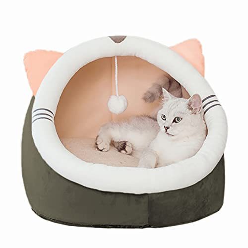 RUIXIA Haustier Kuschelhöhle Katzenbett mit InnenKissen Waschbar Abnehmbar Katzenform Katzenhaus Tierbett Katzenzelt Katzenkorb Hundebett Schlafbett Rutschfestes Katzen und Welpen (unter 8 KG)