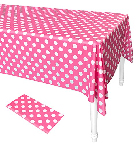 ELECLAND Kunststoff-Tischdecke, 137 x 274 cm, rechteckig, Zirkus, Babyparty, Hochzeits- und Geburtstagsparty-Dekoration, Rosa