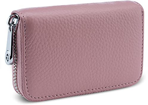 Meowoo Kreditkartenetui für Damen und Herren RFID Wallets Schutzhülle Karte RFID Schutz,Reißverschlussetui 14 Fächer Kartenetui(Rosa 1Stk)