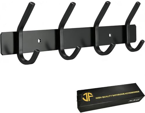 JOLY FANG Appendiabiti da Parete, Ganci Appendiabiti da Muro Moderno in Acciaio Inox, Attaccapanni Montato da Parete per Giacche per Giacche, Cappelli, Sciarpe (4 Ganci, Nero)