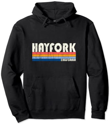 Retro Vintage 70s 80s Style Hayfork, CA Pullover Hoodie