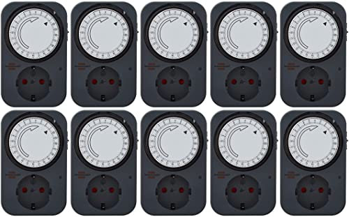 Brennenstuhl Zeitschaltuhr MZ 20, mechanische Timer-Steckdose (Tages-Zeitschaltuhr mit erh?htem Ber?hrungsschutz) grau (10)