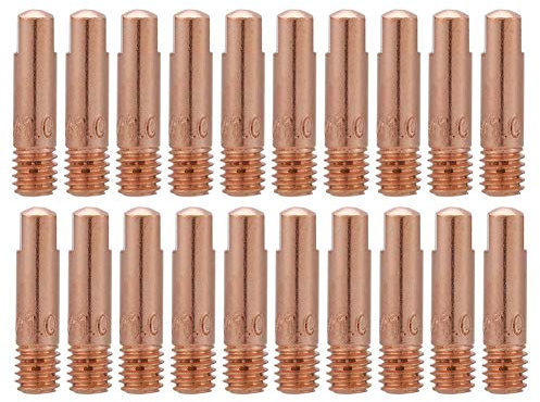 20 st kopparkontaktspets, Mig Mag svetsmaskin svetsmunstycken strömmunstycken kontaktrör svetsbrännare svetsspetsar för binzel 15 AK MIG/MAG svetsbrännare (1,0)